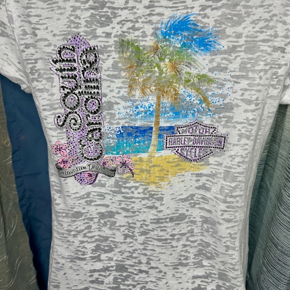 Harley-Davidson Women’s Textured V-Neck Tee ~ Myrtle Beach South Carolina Large - Picture 3 of 8